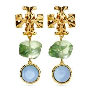 Tory Burch | Roxanne Double Drop Earrings in Green/Blue (BRAND NEW)